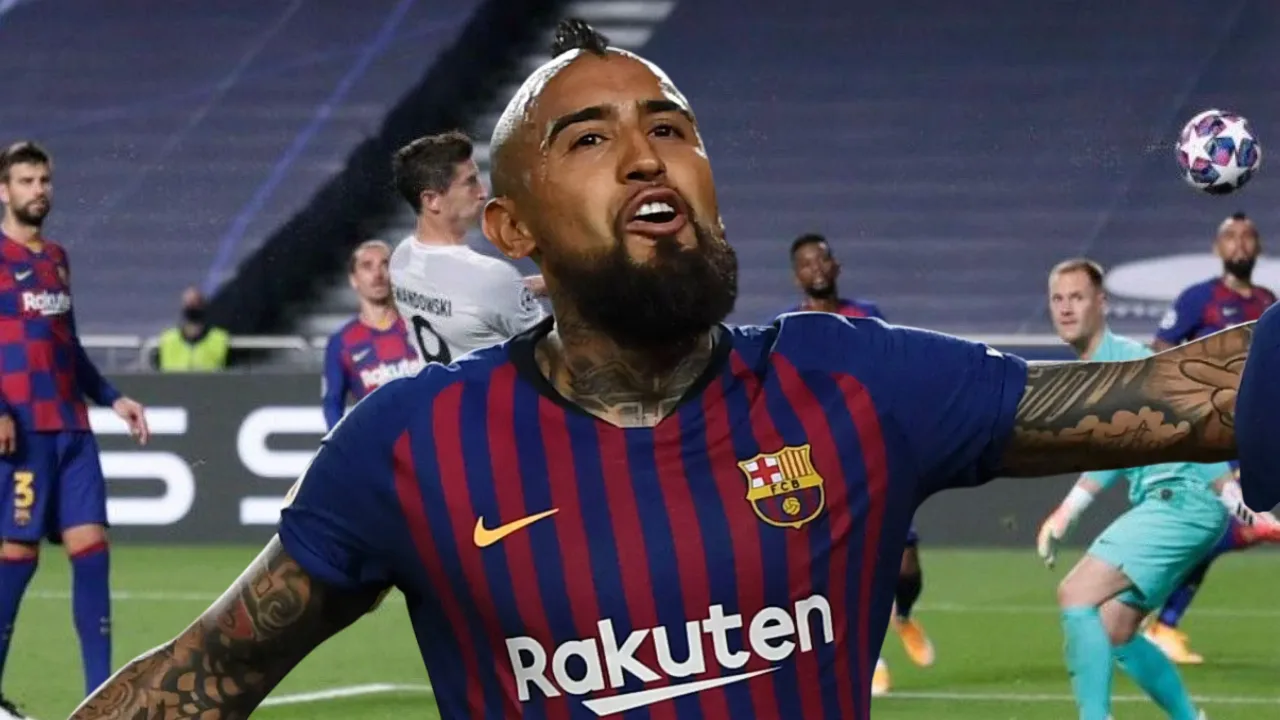 Arturo Vidal con el FC Barcelona en la UEFA Champions League 2019-2020