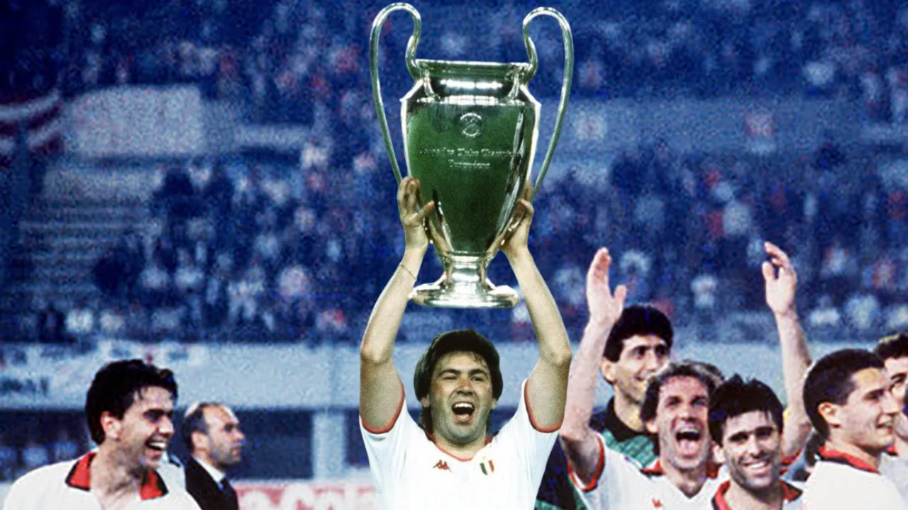 Carlo Ancelotti gano la UEFA Champions League 1988-1989 como jugador del AC Milan