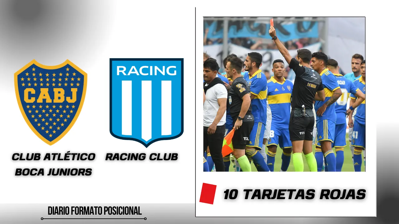 Club Atlético Boca Juniors vs Racing Club sancionados con 10 tarjetas rojas en 2022