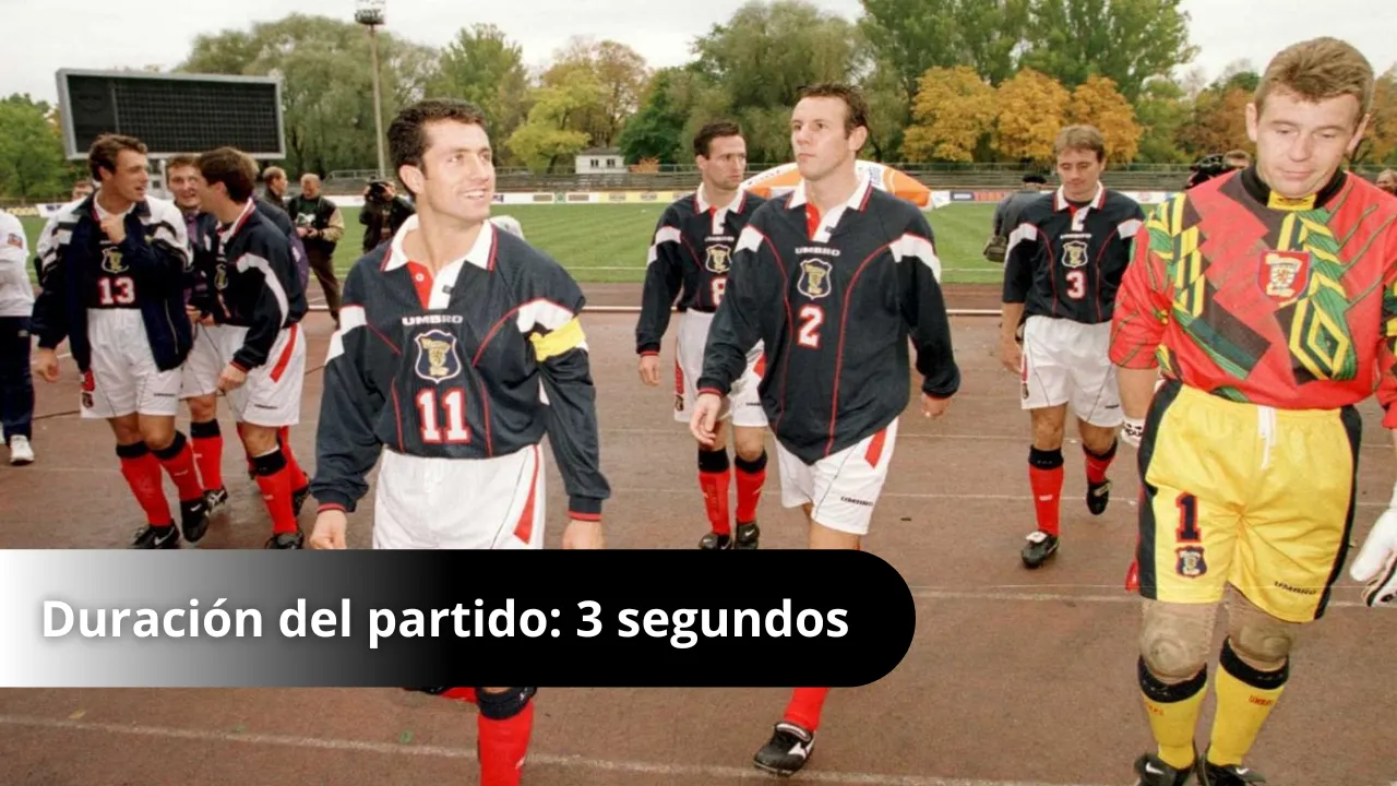 Estonia vs Escocia duración de partido 3 segundos en 1996
