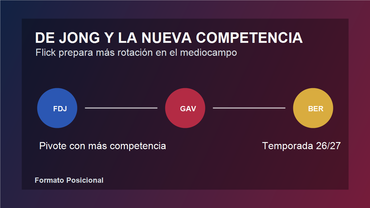 Gráfico editorial sobre Frenkie de Jong y la competencia en el mediocampo del Barcelona