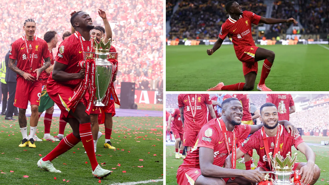 Ibrahima Konaté y el escudo del Liverpool FC