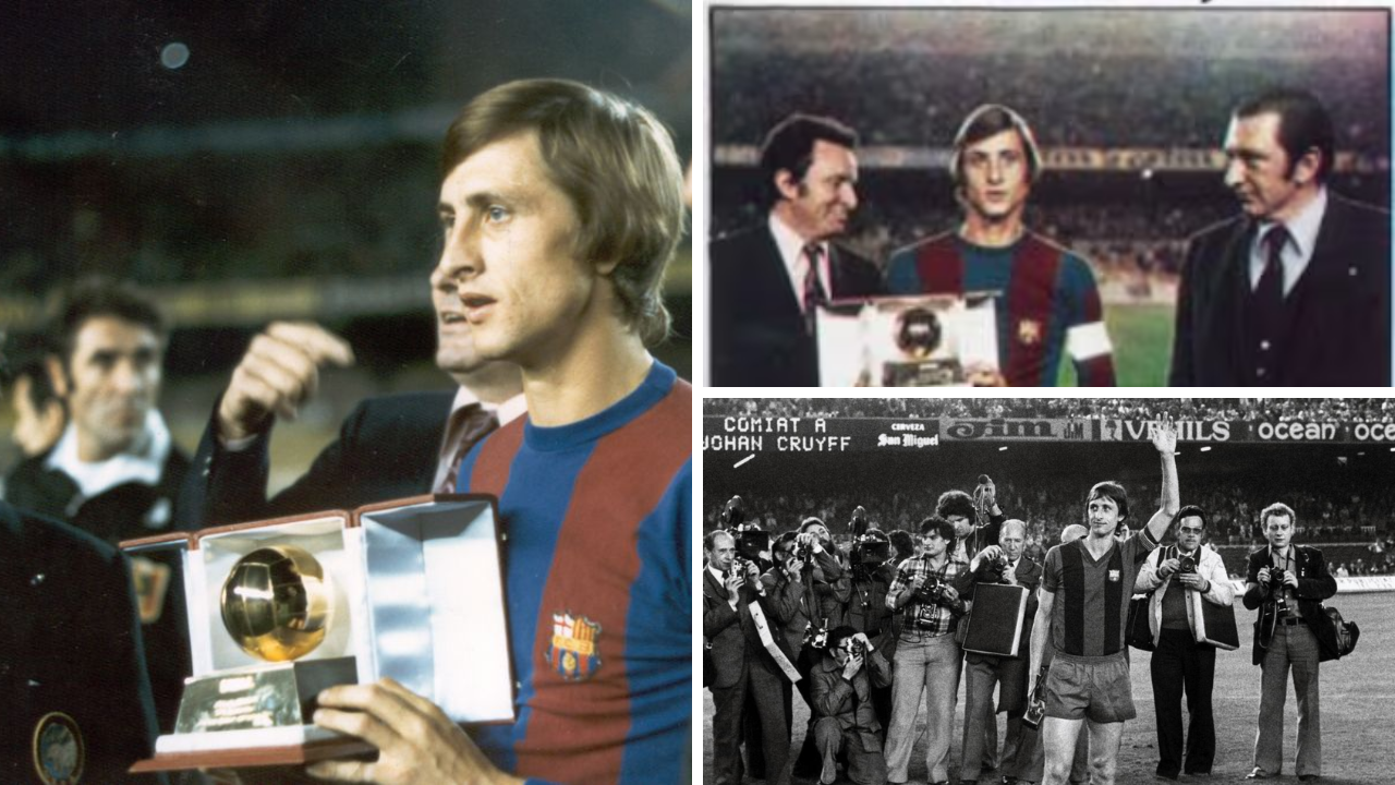 Johan Cruyff recibe y celebra el Balón de Oro