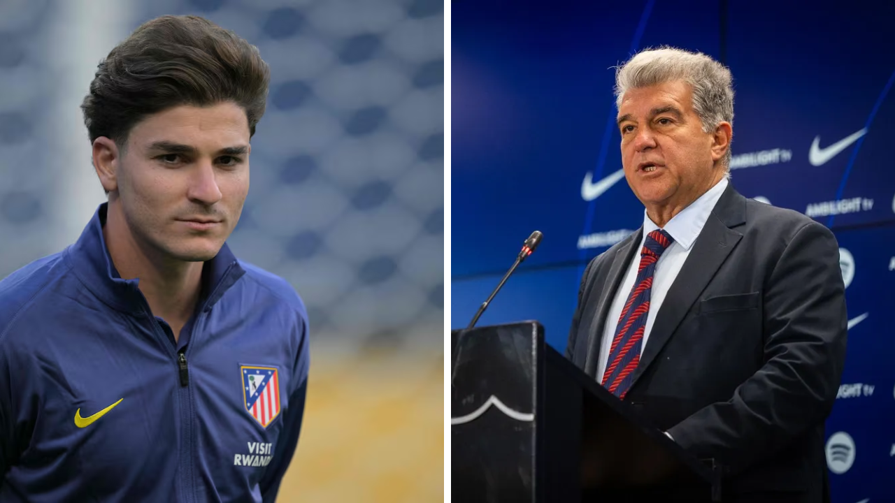 Julián Alvarez y Joan Laporta en una operación entre Barcelona y Atlético