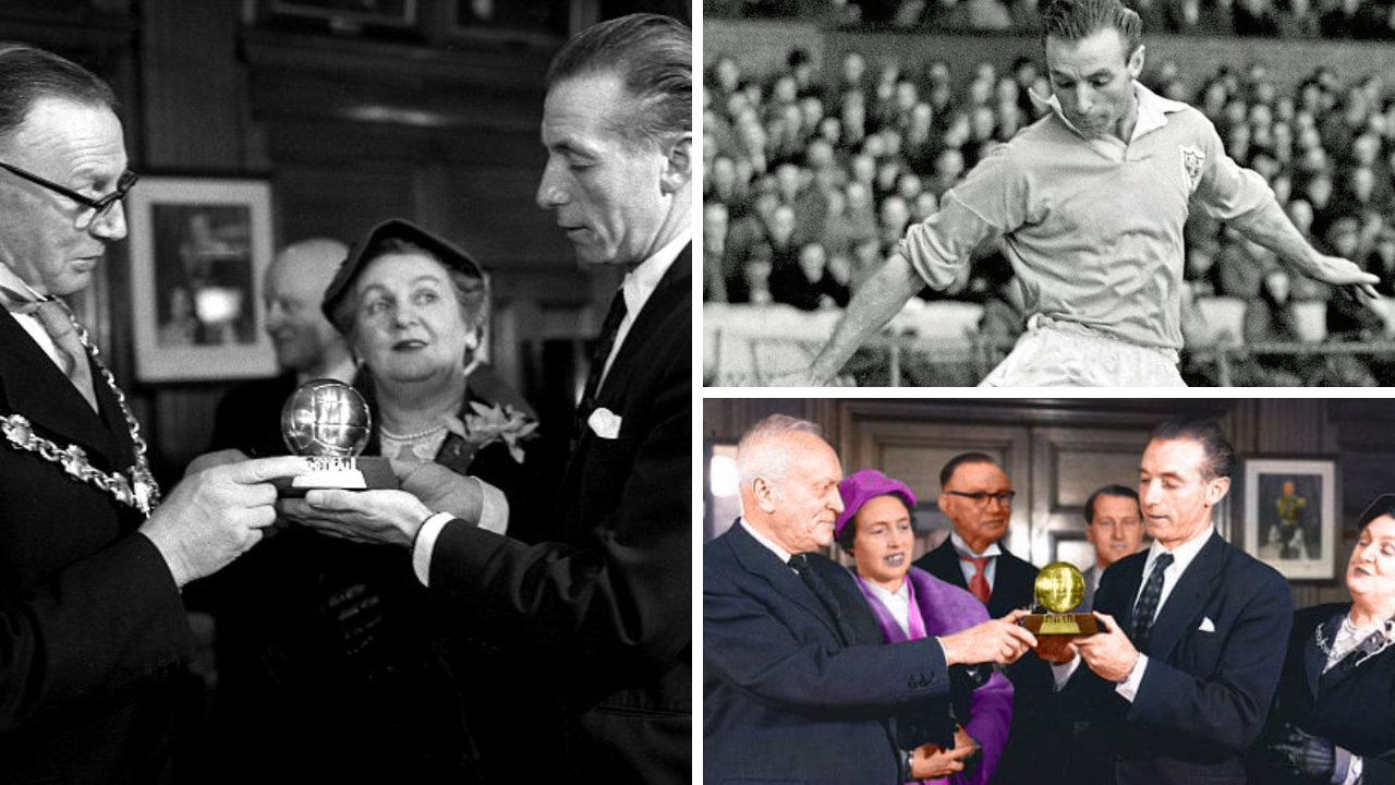 Stanley Matthews con el Balón de Oro de 1956